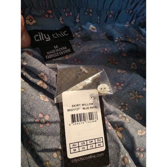 City Chic Willow Maxi Skirt Women's 18 Blue Angel Floral Pastel Boho Pull On NWT - Picture 6 of 7